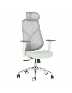 Ергономичен стол Carmen 7901 W еко кожа - сив-светлозелен