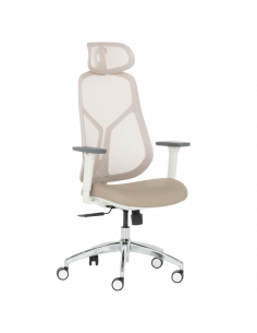 Ергономичен стол Carmen 7901 W еко кожа - сив-розов