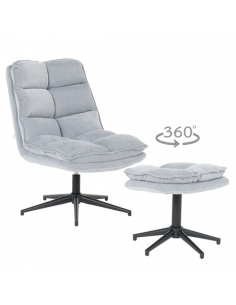 Кресло с табуретка JANET - светлосиво