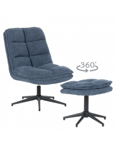 Кресло с табуретка JANET - синьо