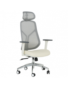 Ергономичен стол Carmen 7901 W еко кожа - сив-шампанско