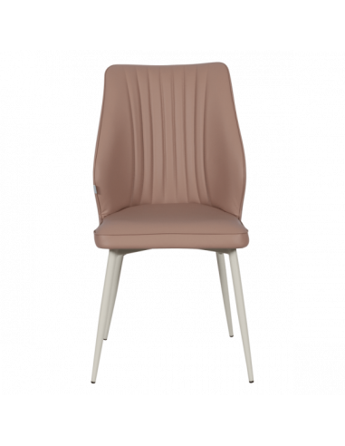 Трапезен стол LAREDO 1 Y силиконова кожа - светлокафяв 11