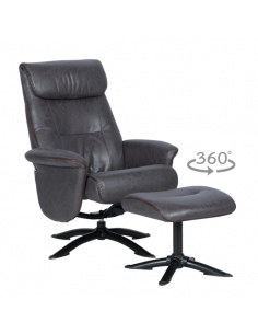 Кресло с табуретка EMA - тъмносиво