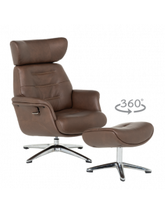 Кресло с табуретка TEDY - кафяво