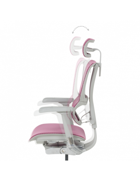 Ергономичен стол ERGOHUMAN IOO ELITE 2 - сива рамка - розов