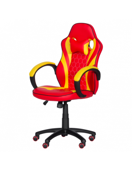 Геймърски стол с футболни мотиви Carmen 6305 - червено-жълт