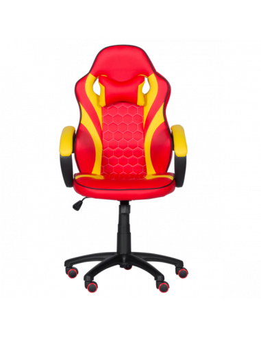 Геймърски стол с футболни мотиви Carmen 6305 - червено-жълт
