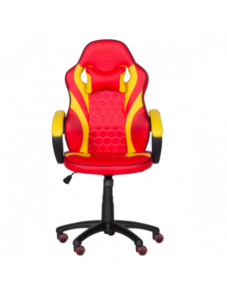 Геймърски стол с футболни мотиви Carmen 6305 - червено-жълт